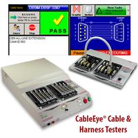 CableEye PC-based testers with dynamic, graphic-rich user interface: HiPot tester (lhs), low voltage continuity tester (rhs)
